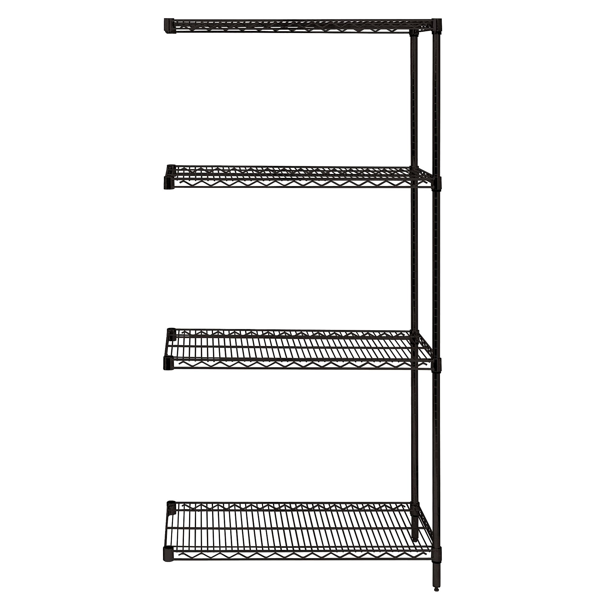 Quantum, Wire 4 Shelf Add-On Kit Black 74in., Height 74 in, Width 12 in, Depth 36 in, Model# AD74-1236BK